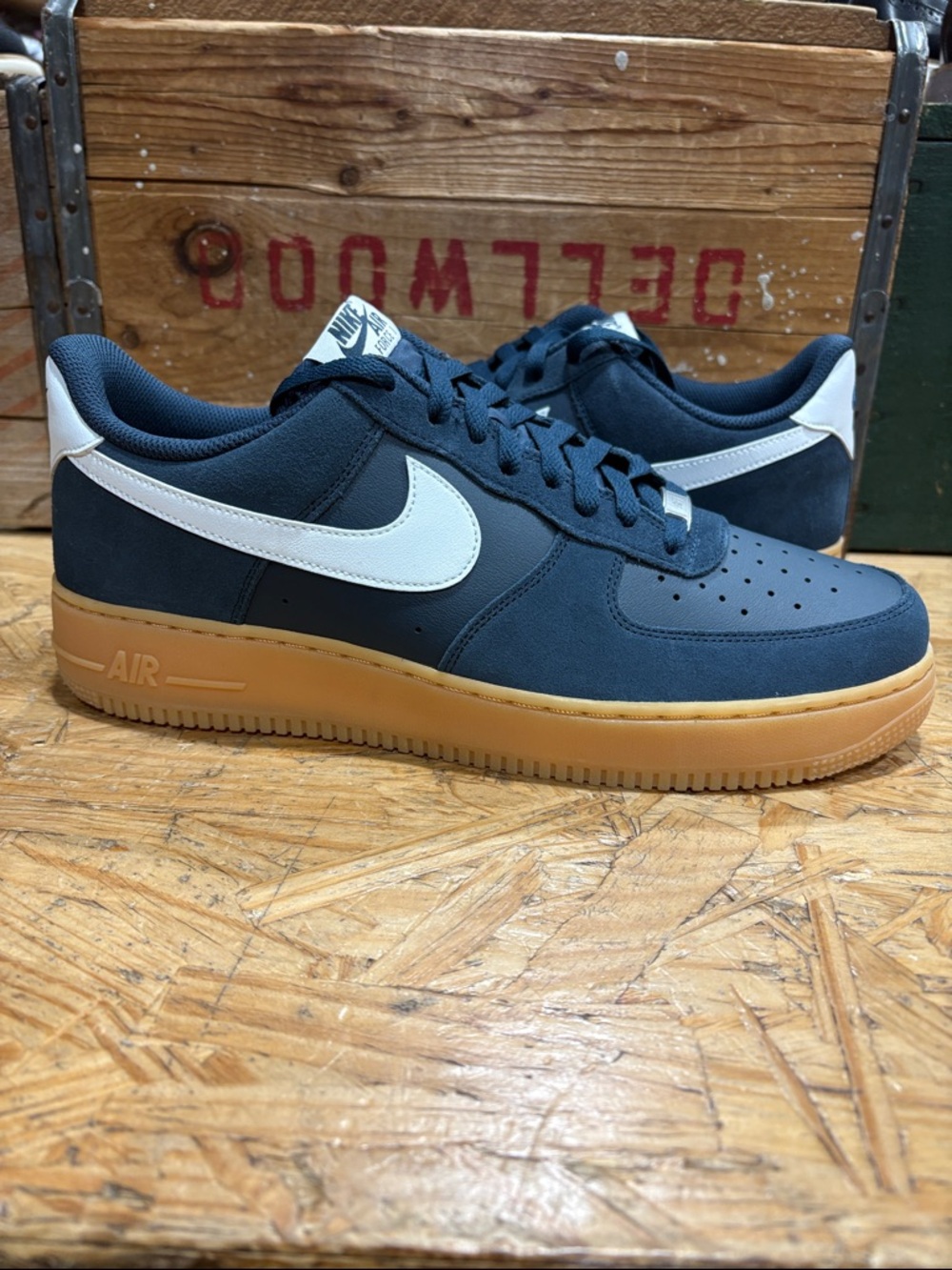 Nike AF1 Men’s Navy and White Sneakers with Gum Sole